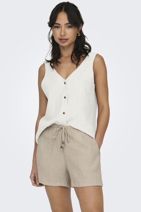 Jacqueline de Yong jdysay s/l linen v-neck top wvn dia